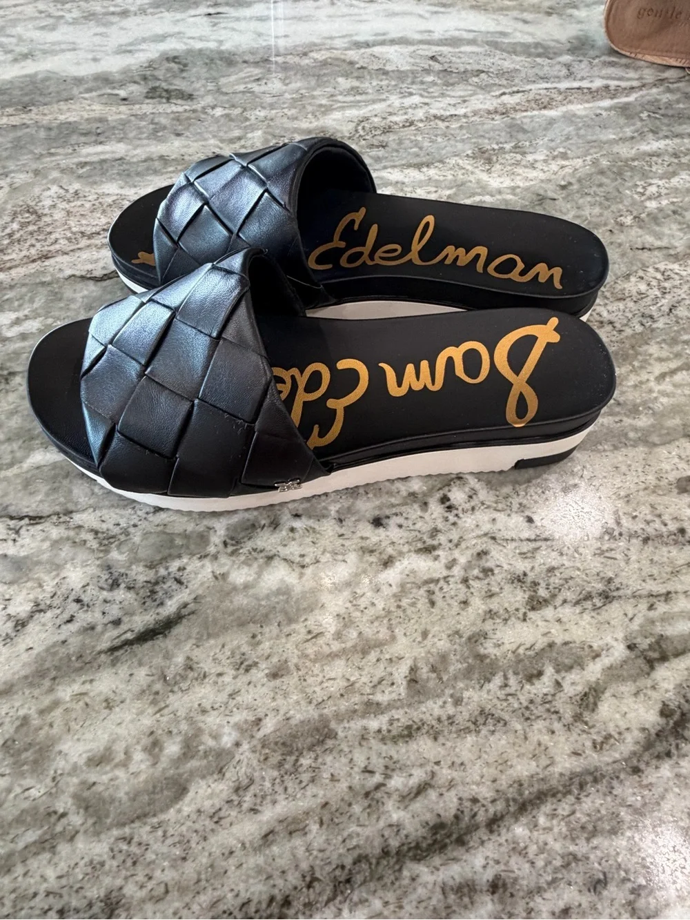 Sam Edelman Black Woven Slide Mule